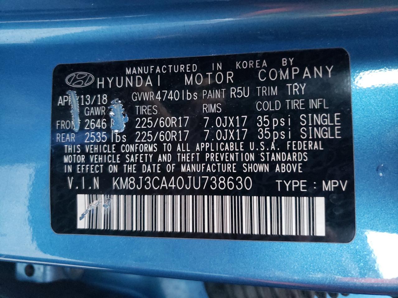 Photo 11 VIN: KM8J3CA40JU738630 - HYUNDAI TUCSON 