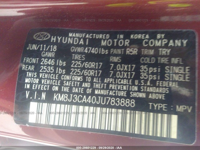 Photo 8 VIN: KM8J3CA40JU783888 - HYUNDAI TUCSON 