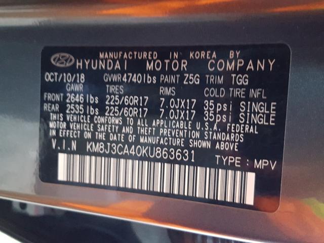 Photo 9 VIN: KM8J3CA40KU863631 - HYUNDAI TUCSON LIM 