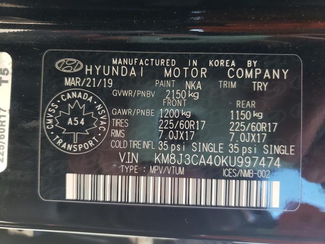 Photo 9 VIN: KM8J3CA40KU997474 - HYUNDAI TUCSON LIM 