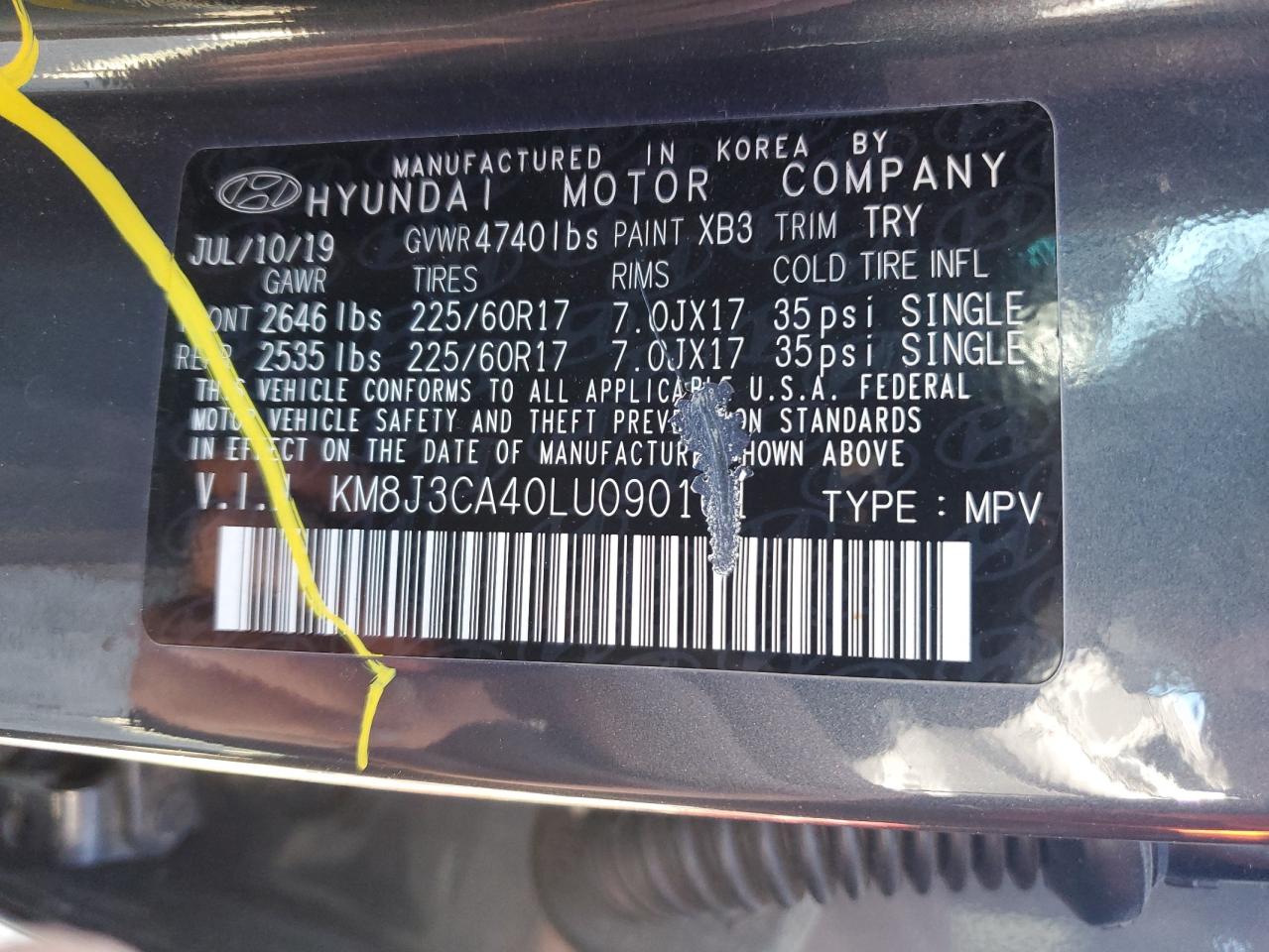 Photo 12 VIN: KM8J3CA40LU090161 - HYUNDAI TUCSON 