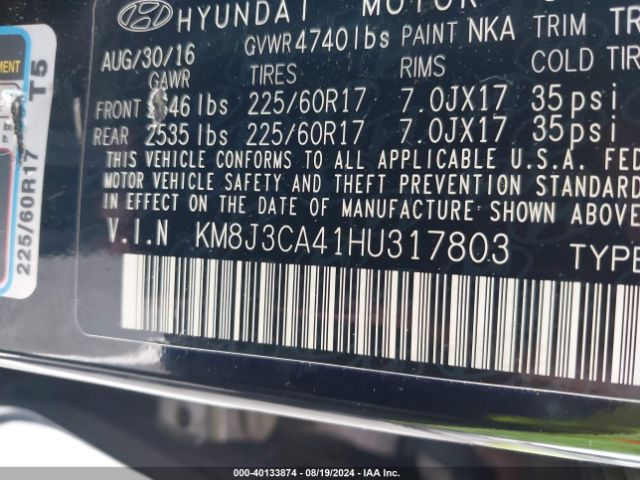 Photo 8 VIN: KM8J3CA41HU317803 - HYUNDAI TUCSON 