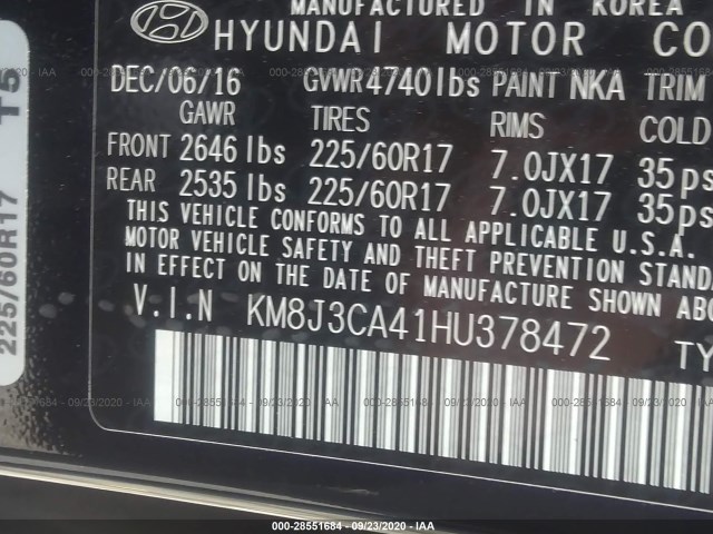 Photo 8 VIN: KM8J3CA41HU378472 - HYUNDAI TUCSON 