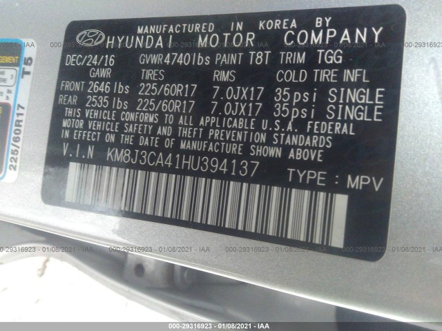 Photo 8 VIN: KM8J3CA41HU394137 - HYUNDAI TUCSON 