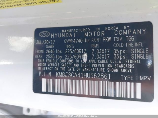 Photo 8 VIN: KM8J3CA41HU562861 - HYUNDAI TUCSON 