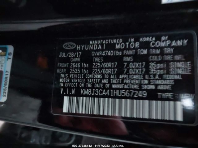 Photo 8 VIN: KM8J3CA41HU567249 - HYUNDAI TUCSON 