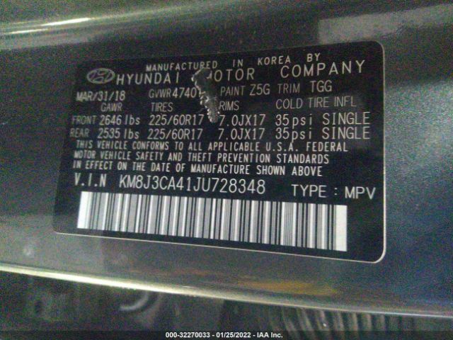 Photo 8 VIN: KM8J3CA41JU728348 - HYUNDAI TUCSON 