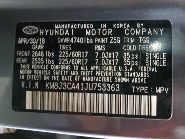 Photo 11 VIN: KM8J3CA41JU753363 - HYUNDAI TUCSON SEL 