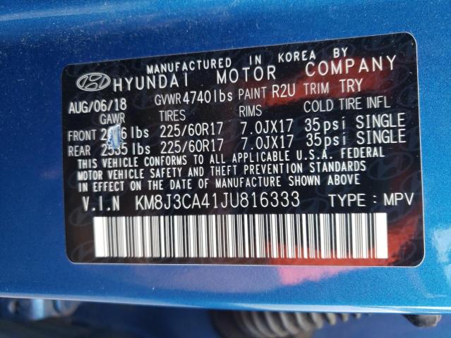 Photo 12 VIN: KM8J3CA41JU816333 - HYUNDAI TUCSON 