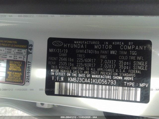 Photo 8 VIN: KM8J3CA41KU056793 - HYUNDAI TUCSON 