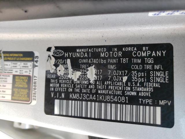 Photo 12 VIN: KM8J3CA41KU854081 - HYUNDAI TUCSON LIM 