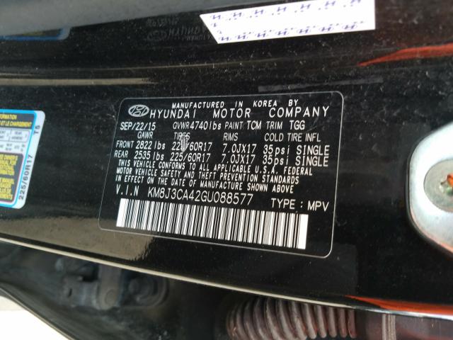 Photo 9 VIN: KM8J3CA42GU088577 - HYUNDAI TUCSON LIM 