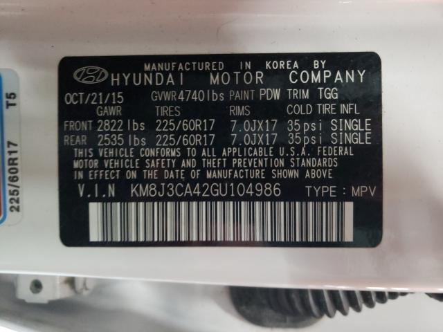 Photo 9 VIN: KM8J3CA42GU104986 - HYUNDAI TUCSON LIM 