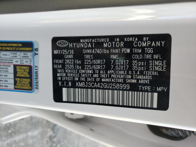 Photo 9 VIN: KM8J3CA42GU258999 - HYUNDAI TUCSON 