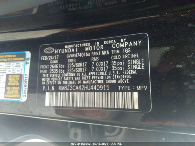 Photo 8 VIN: KM8J3CA42HU440915 - HYUNDAI TUCSON 