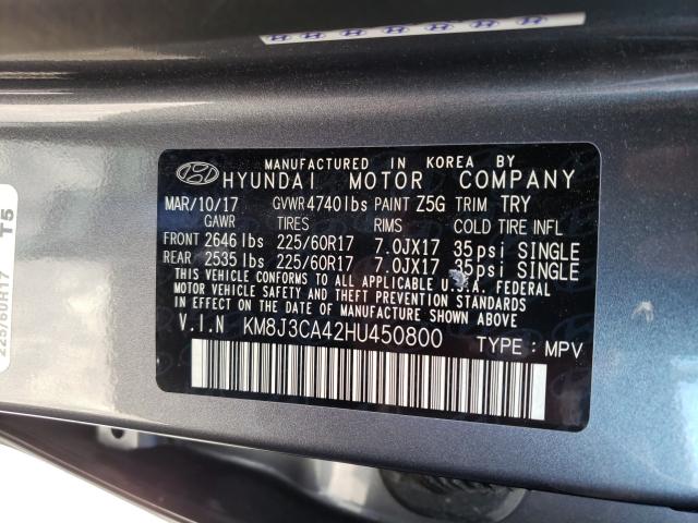 Photo 9 VIN: KM8J3CA42HU450800 - HYUNDAI TUCSON LIM 