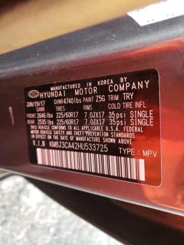 Photo 9 VIN: KM8J3CA42HU533725 - HYUNDAI TUCSON LIM 