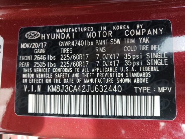 Photo 9 VIN: KM8J3CA42JU632440 - HYUNDAI TUCSON SEL 