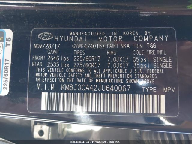 Photo 8 VIN: KM8J3CA42JU640067 - HYUNDAI TUCSON 