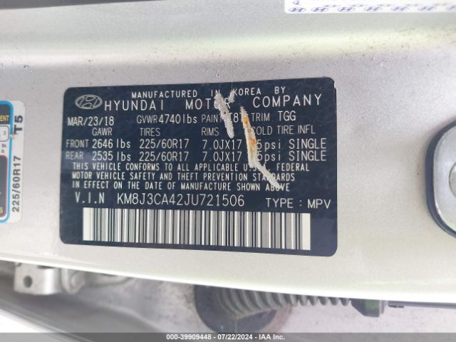 Photo 8 VIN: KM8J3CA42JU721506 - HYUNDAI TUCSON 