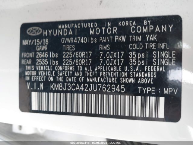 Photo 8 VIN: KM8J3CA42JU762945 - HYUNDAI TUCSON 