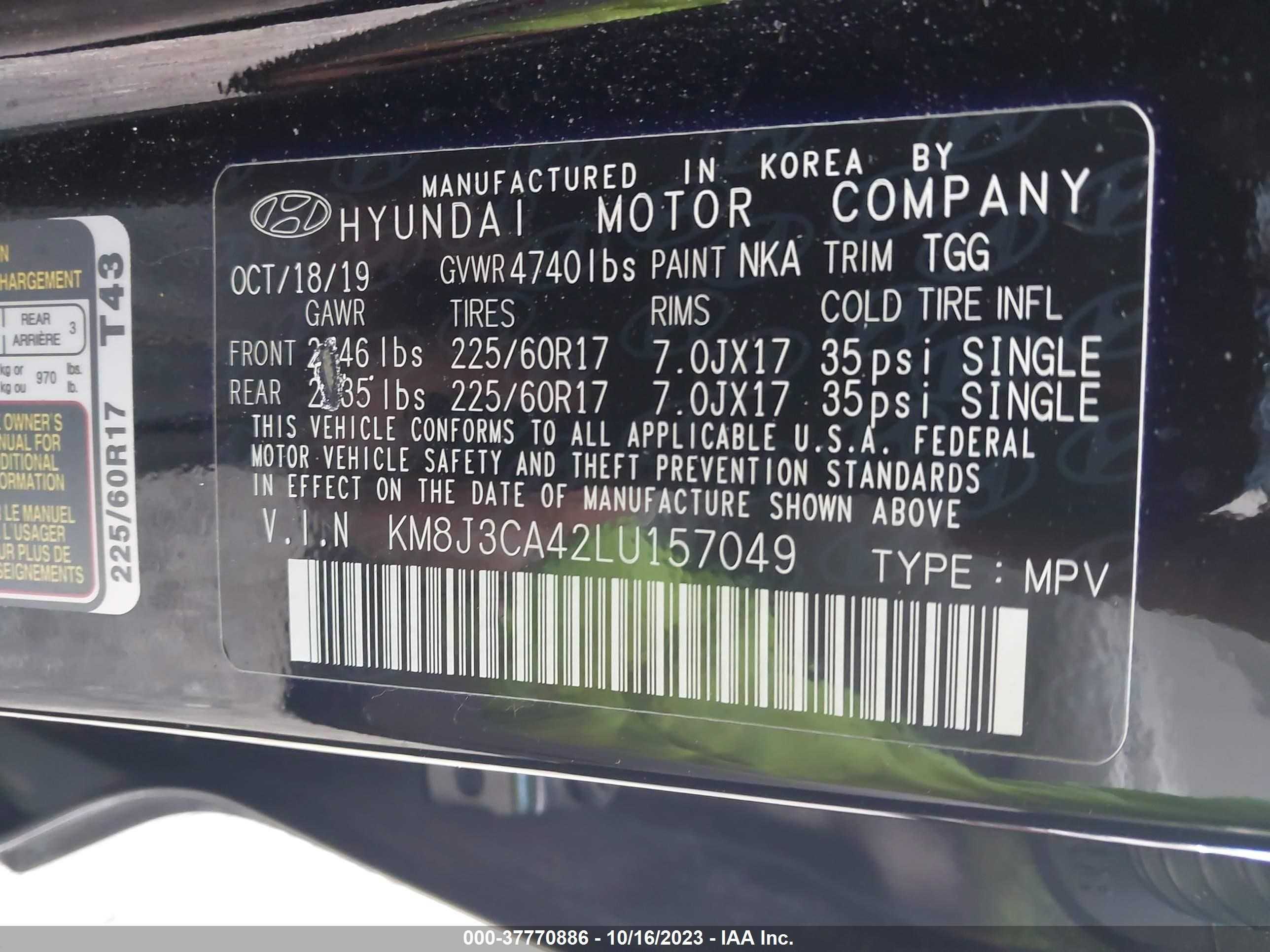 Photo 8 VIN: KM8J3CA42LU157049 - HYUNDAI TUCSON 