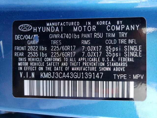 Photo 12 VIN: KM8J3CA43GU139147 - HYUNDAI TUCSON 