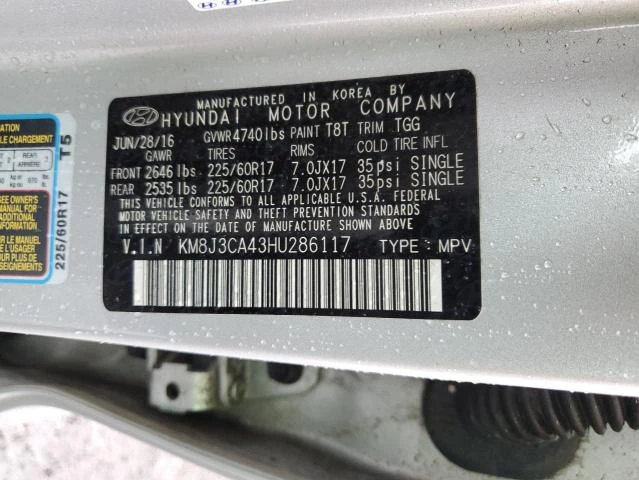 Photo 12 VIN: KM8J3CA43HU286117 - HYUNDAI TUCSON LIM 