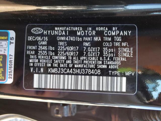 Photo 9 VIN: KM8J3CA43HU378408 - HYUNDAI TUCSON LIM 