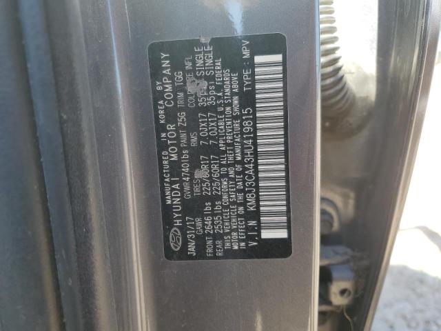 Photo 12 VIN: KM8J3CA43HU419815 - HYUNDAI TUCSON 