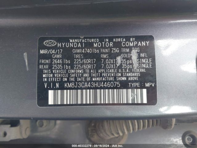 Photo 8 VIN: KM8J3CA43HU446075 - HYUNDAI TUCSON 