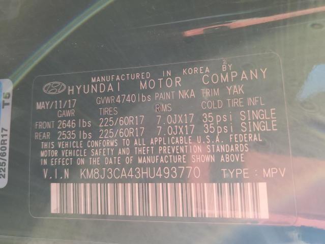 Photo 12 VIN: KM8J3CA43HU493770 - HYUNDAI TUCSON LIM 