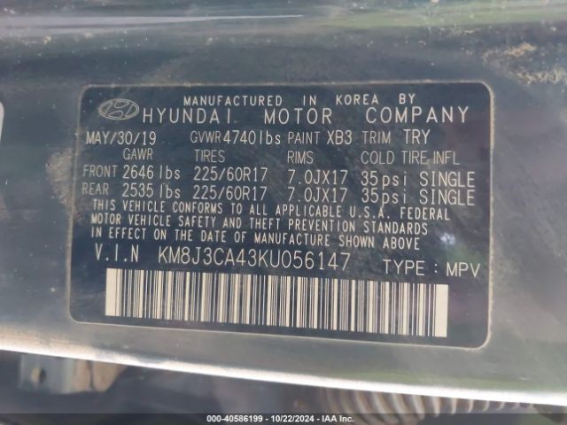 Photo 8 VIN: KM8J3CA43KU056147 - HYUNDAI TUCSON 