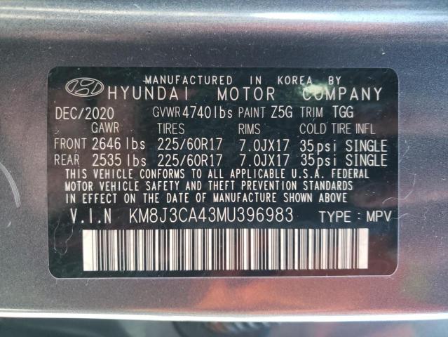 Photo 9 VIN: KM8J3CA43MU396983 - HYUNDAI TUCSON LIM 