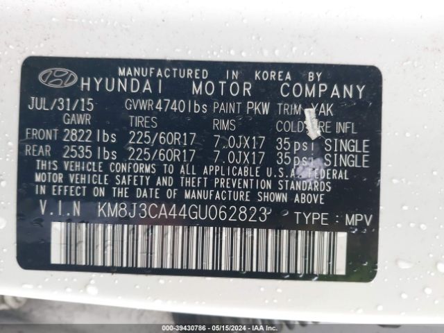 Photo 8 VIN: KM8J3CA44GU062823 - HYUNDAI TUCSON 