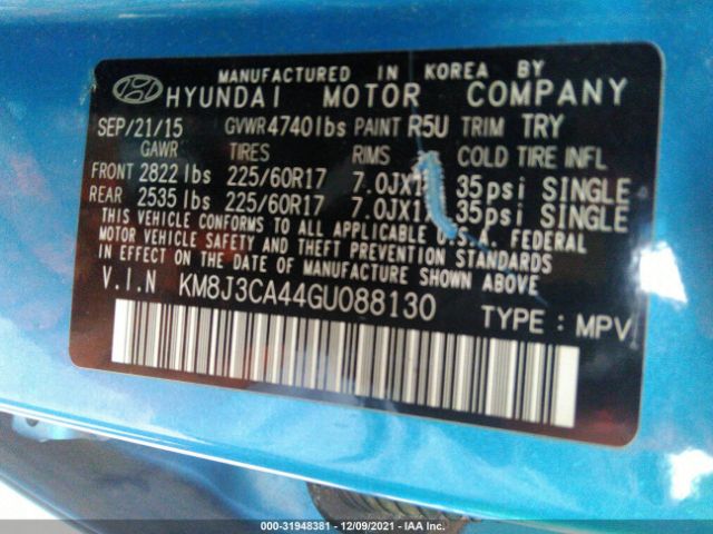 Photo 8 VIN: KM8J3CA44GU088130 - HYUNDAI TUCSON 