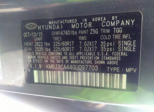 Photo 8 VIN: KM8J3CA44GU097703 - HYUNDAI TUCSON 