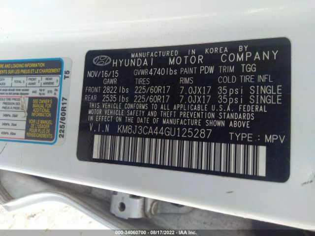 Photo 8 VIN: KM8J3CA44GU125287 - HYUNDAI TUCSON 