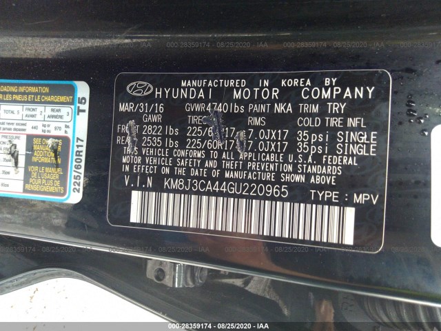 Photo 8 VIN: KM8J3CA44GU220965 - HYUNDAI TUCSON 