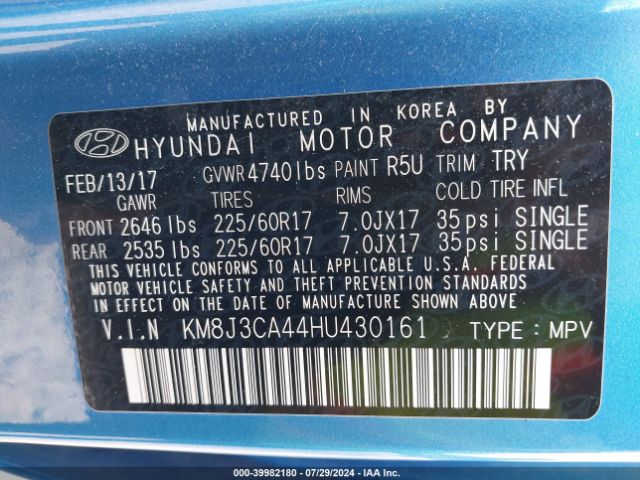 Photo 8 VIN: KM8J3CA44HU430161 - HYUNDAI TUCSON 