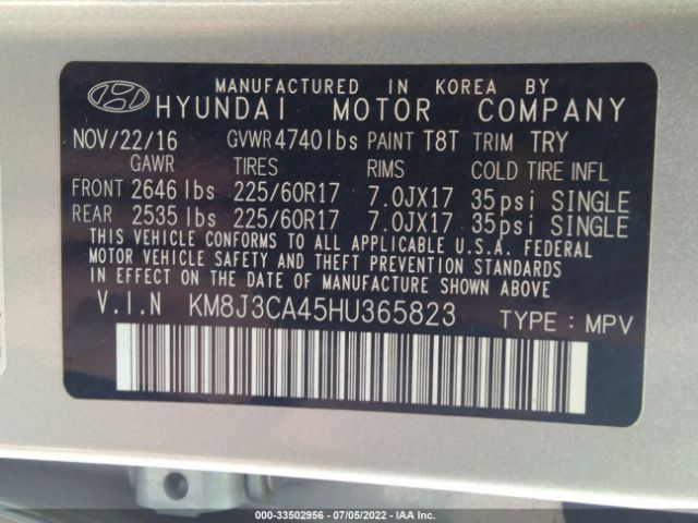 Photo 8 VIN: KM8J3CA45HU365823 - HYUNDAI TUCSON 