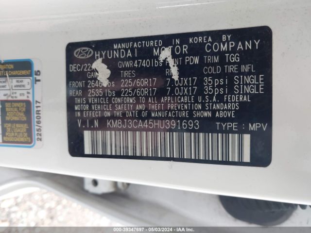 Photo 8 VIN: KM8J3CA45HU391693 - HYUNDAI TUCSON 