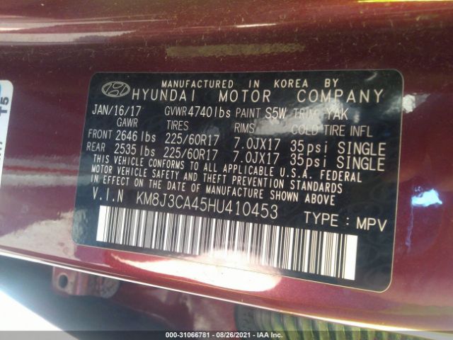 Photo 8 VIN: KM8J3CA45HU410453 - HYUNDAI TUCSON 