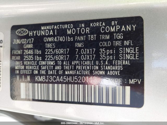 Photo 8 VIN: KM8J3CA45HU520113 - HYUNDAI TUCSON 