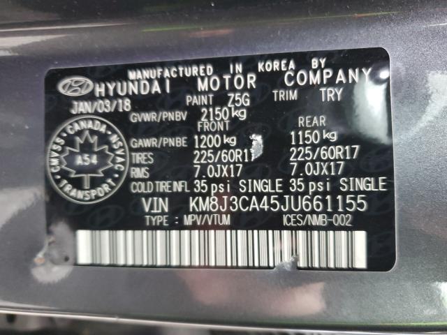 Photo 9 VIN: KM8J3CA45JU661155 - HYUNDAI TUCSON SEL 