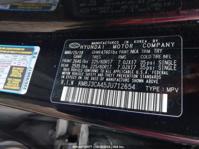 Photo 8 VIN: KM8J3CA45JU712654 - HYUNDAI TUCSON 