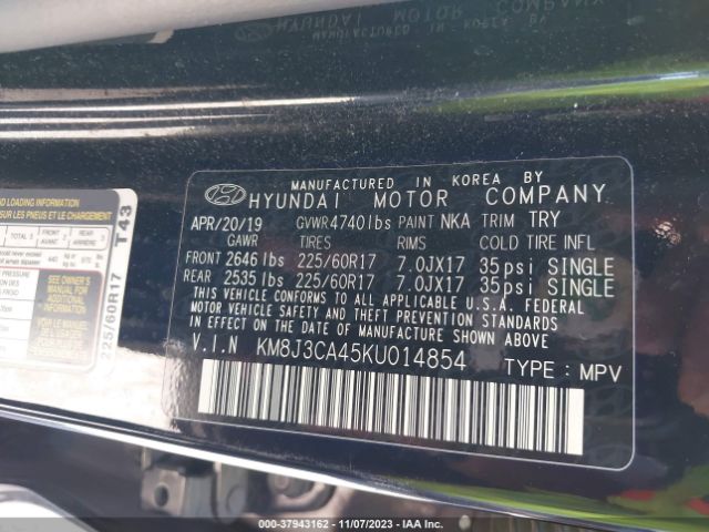 Photo 8 VIN: KM8J3CA45KU014854 - HYUNDAI TUCSON LIM 