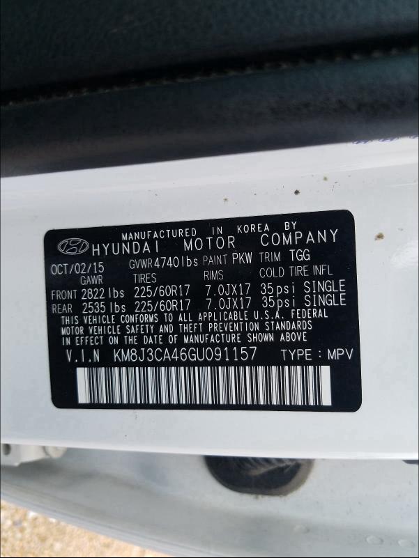 Photo 9 VIN: KM8J3CA46GU091157 - HYUNDAI TUCSON LIM 