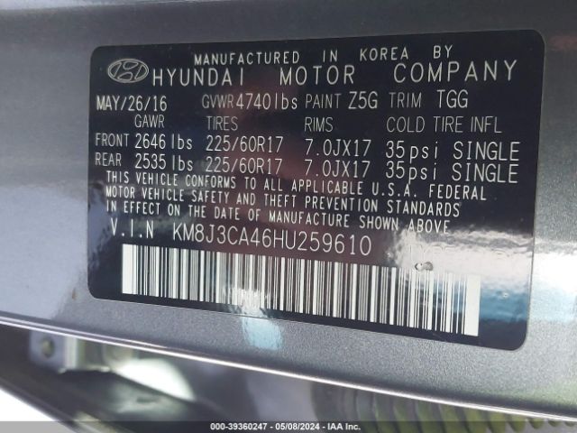 Photo 8 VIN: KM8J3CA46HU259610 - HYUNDAI TUCSON 