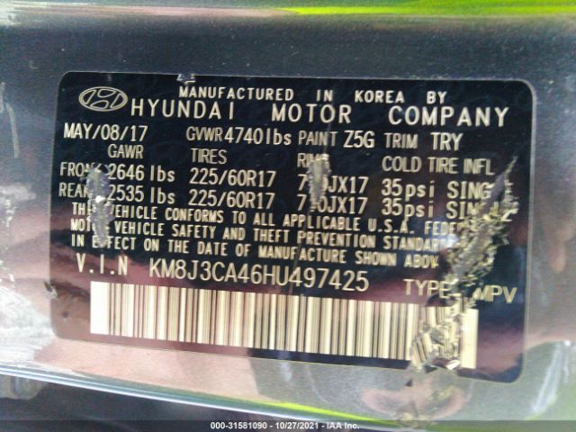 Photo 8 VIN: KM8J3CA46HU497425 - HYUNDAI TUCSON 